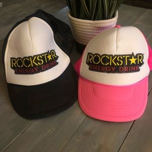 Rockstar hats black and pink energy drink